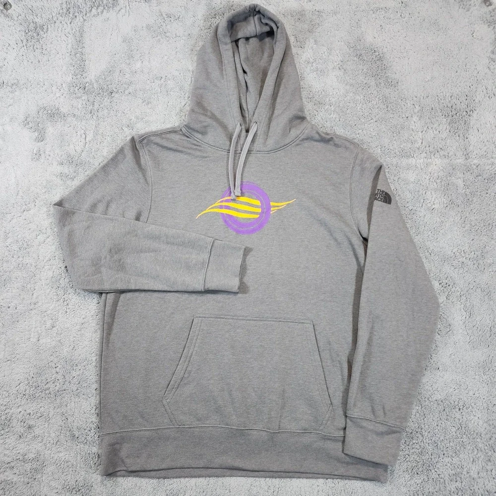The North Face Hoodie Mens XL Gray Fleece Logo Graphic Print Sweatshirt Pullover
